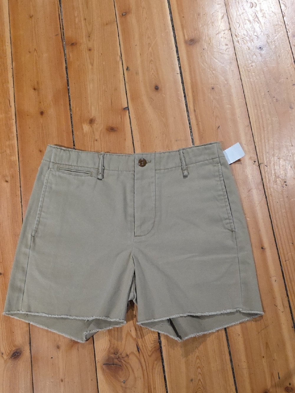 TNA Two-Tone Beige and White Frayed Waist Shorts